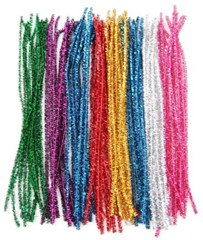Just Artifacts Chenille Stem Pipe Cleaners for Arts and Crafts (100pcs, Hot Pink)
