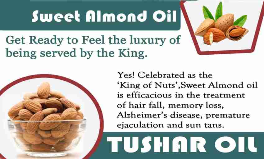 Tushar 100 PURE SWEET ALMOND OIL combo pack of 2 bottles of 100