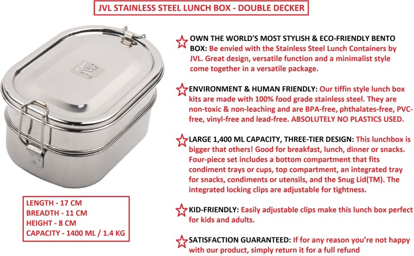 Greater Good. Stainless Steel Lunch Box with 3 Compartments - 1400 ml