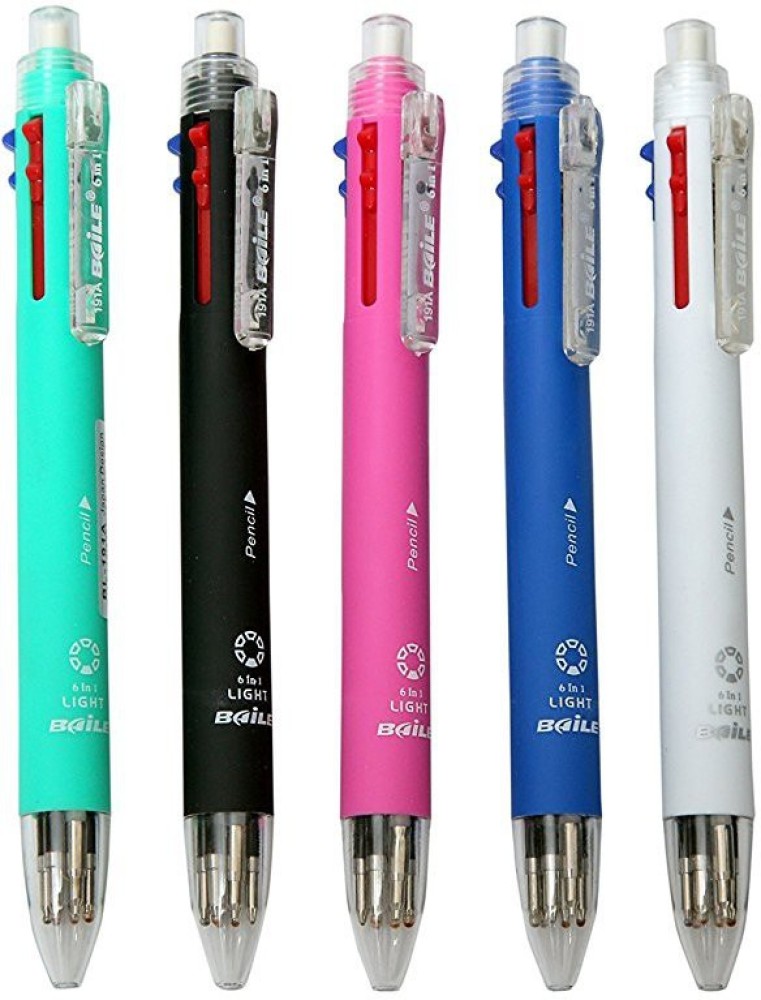 Multicolor Pens - 24 Pack of 6-in-1 Retractable Ballpoint Pens - 6 Vivid  Colors