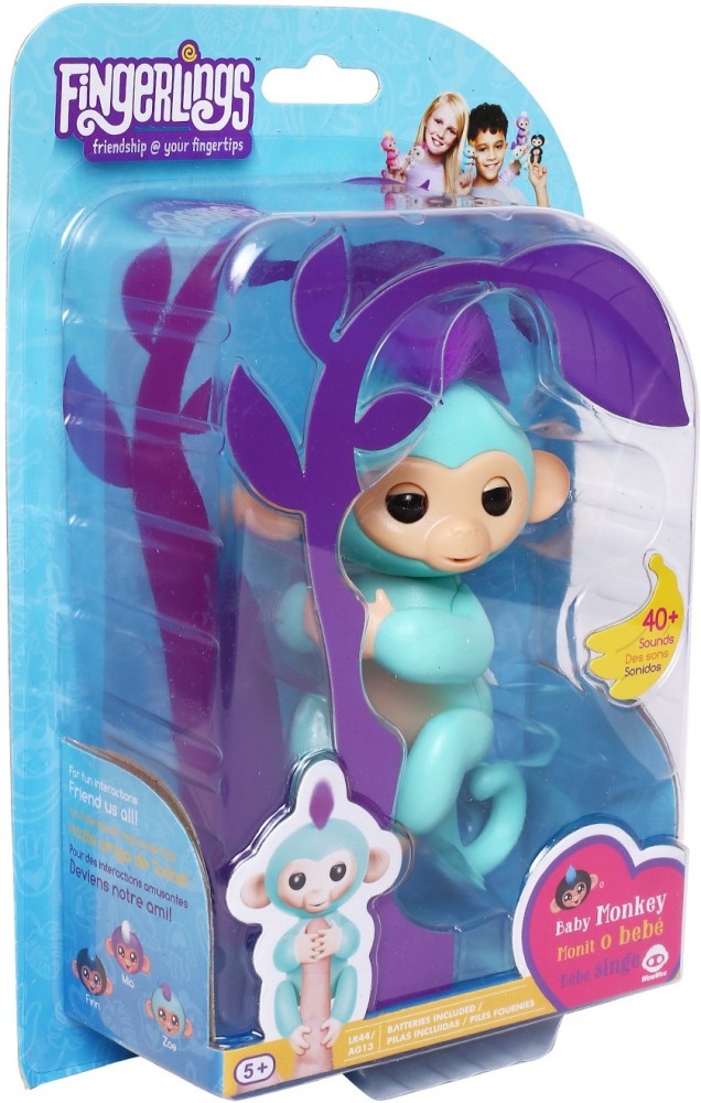 Fingerlings - Interactive Baby Monkey - Zoe (Turquoise with Purple Hair) By  WowWee