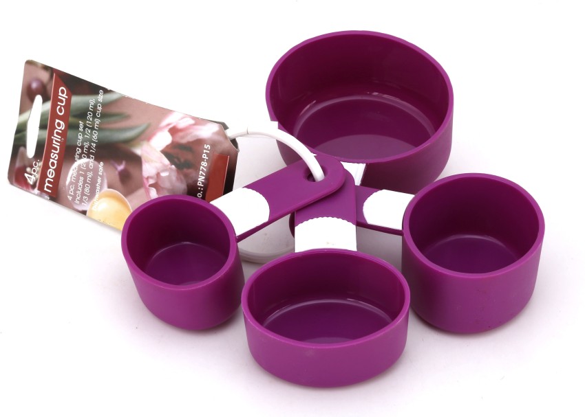 8pcs Measuring Cups and Spoons Set Stainless Steel Stackable Kitchen Tool (Pink), Purple