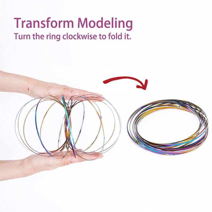  Flow Ring Spinner Ring Arm Toy - Stainless Steel Spring Toy  Metal Slinky Magic Flow Bracelet Spinner Rainbow Slinky Toy Rings for Girls  - Rainbow Bracelet Metal Arm Slinky Flow Ring