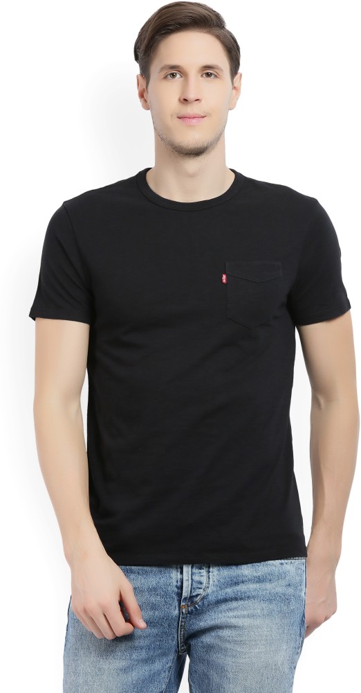 LEVI'S Solid Men Round Neck Black T-Shirt - Buy Black LEVI'S Solid