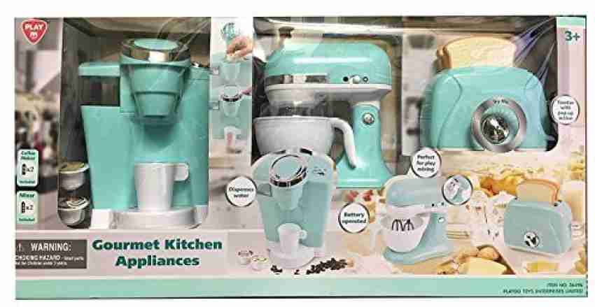 Play Go Gourmet Kitchen Appliances For Kids Blue - Coffee Pot, Mixer &  Toaster