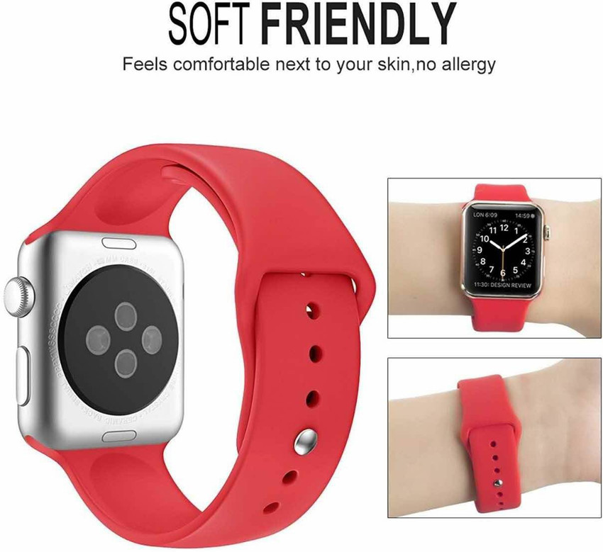 SPARXON Soft Silicon Red Replacement Band For Apple Watch