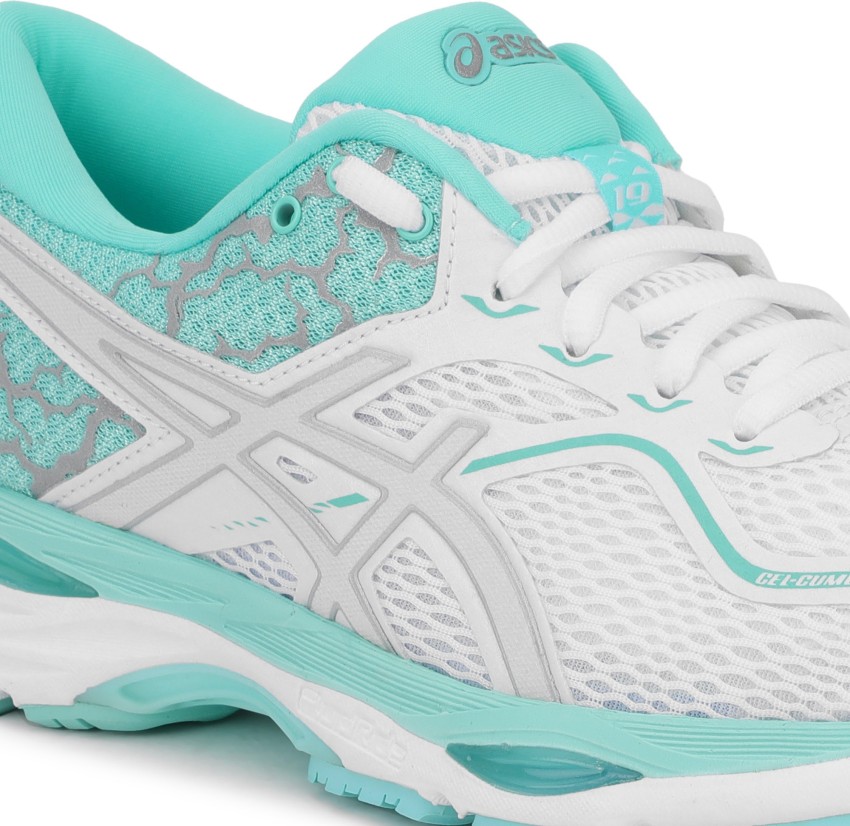 Asics GEL CUMULUS 19 LITE SHOW Running Shoes For Women Buy WHITE SILVER ARUBA BLUE Color Asics GEL CUMULUS 19 LITE SHOW Running Shoes For Women Online at Best Price Shop Online for Footwears in India