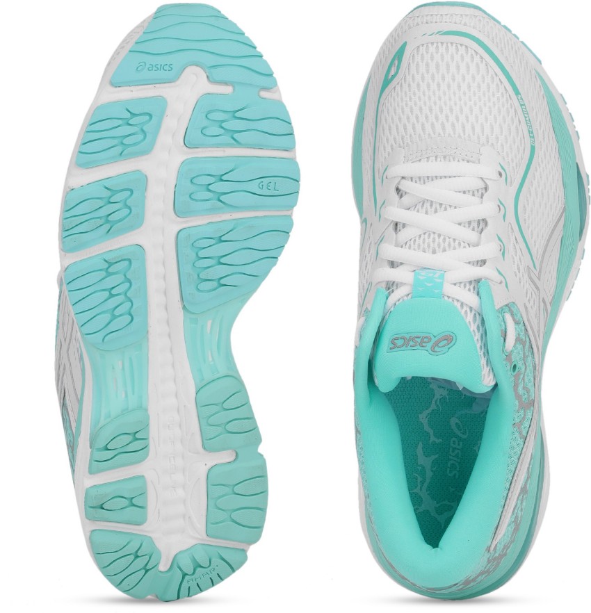 Asics GEL CUMULUS 19 LITE SHOW Running Shoes For Women Buy WHITE SILVER ARUBA BLUE Color Asics GEL CUMULUS 19 LITE SHOW Running Shoes For Women Online at Best Price Shop Online for Footwears in India