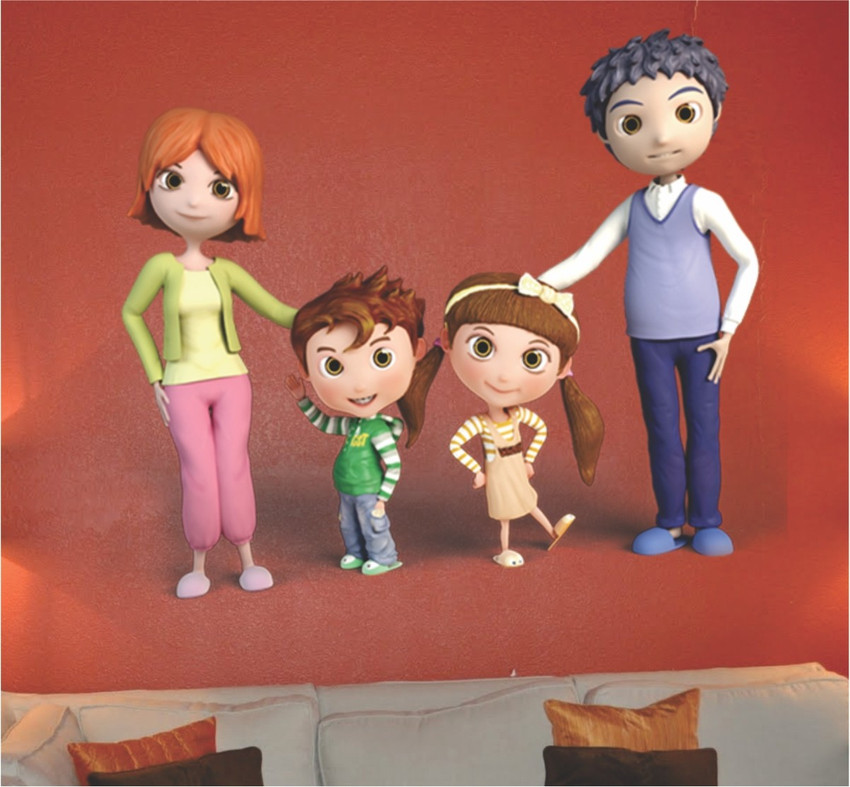 MADHUBAN DECOR 60 cm FAMILY CARTOON Self Adhesive Sticker Price in