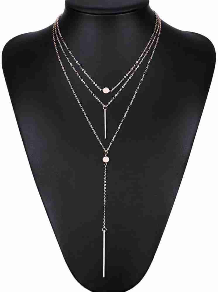 3 tier necklace silver discount