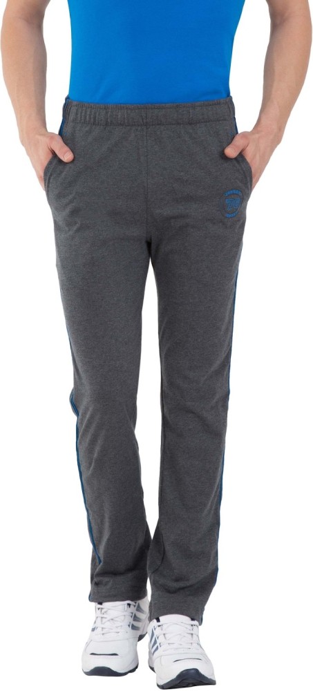 Women's Super Combed Cotton Rich Relaxed Fit Trackpants With Contrast Side  Piping and Pockets - Charcoal Melange
