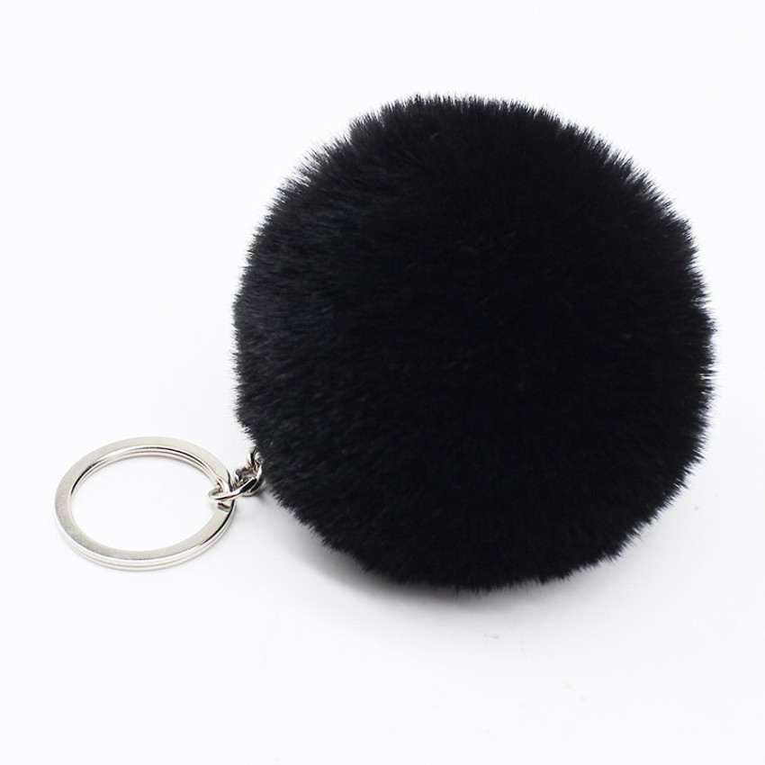 Black fur ball keychain shop