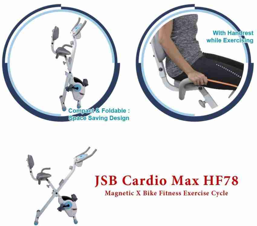 JSB Cardio Max HF78 Magnetic Upright Fitness Bike Exercise Cycle Magnetic X Bike Compact with Back Support Indoor Cycles Exercise Bike Buy JSB Cardio Max HF78 Magnetic Upright Fitness Bike Exercise