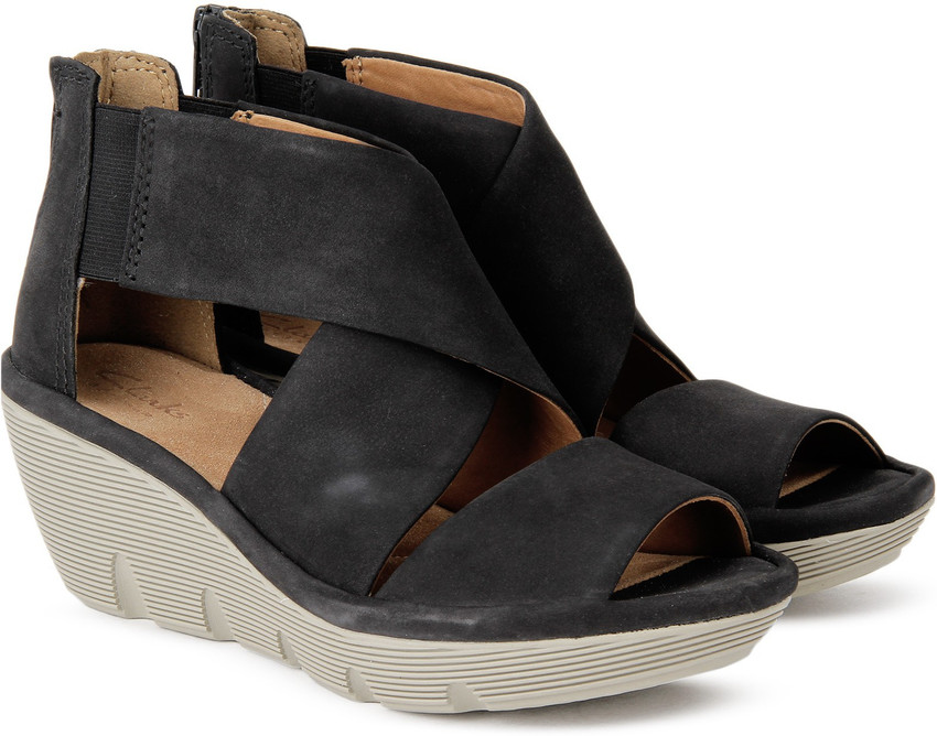CLARKS Clarene Glamor Black Nubuck Women Black Wedges Buy Black