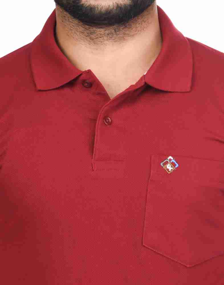 Four Square Printed Men Polo Neck Red T-Shirt - Buy Red, Black