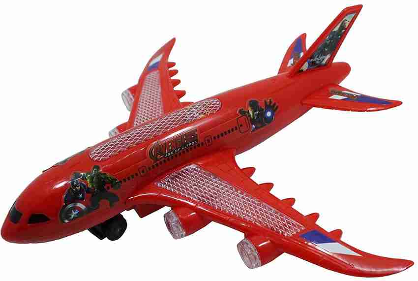 Fedexo Red Avenger Aeroplane Automatic Moving Toys for Kids Red