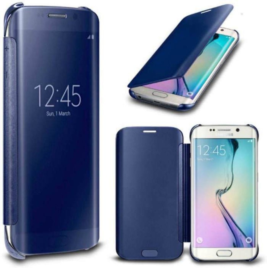 For SAMSUNG GALAXY S7 EDGE CLEAR VIEW FLIP CASE SMART BOOK MIRROR LUXURY  COVER