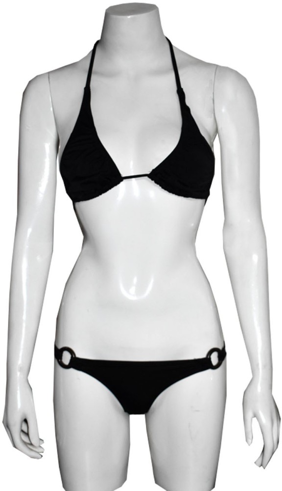 Solid Women Bikini Black Swimsuit