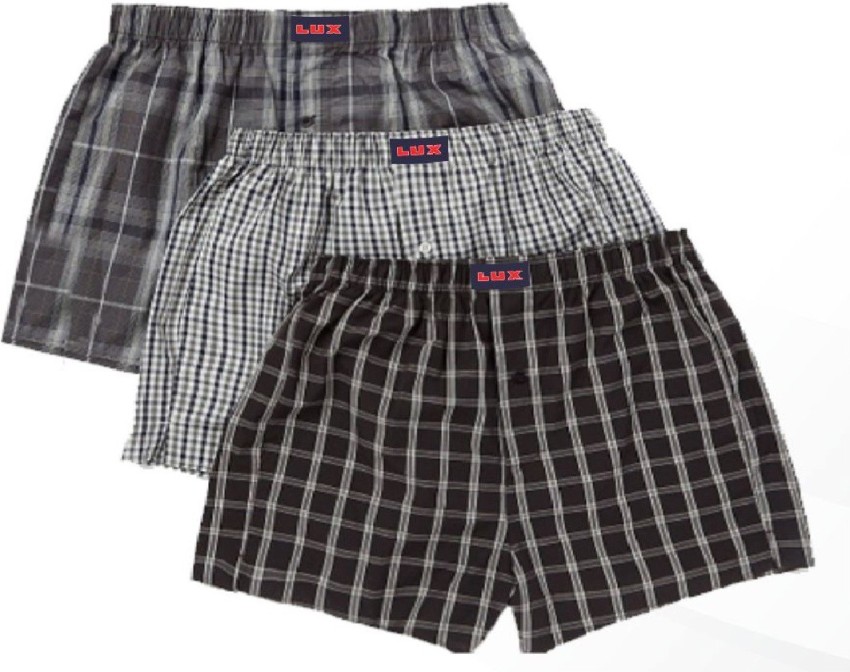 LUX VENUS Men's Cotton Boxers Pack of 3 (Color & Prints May Vary