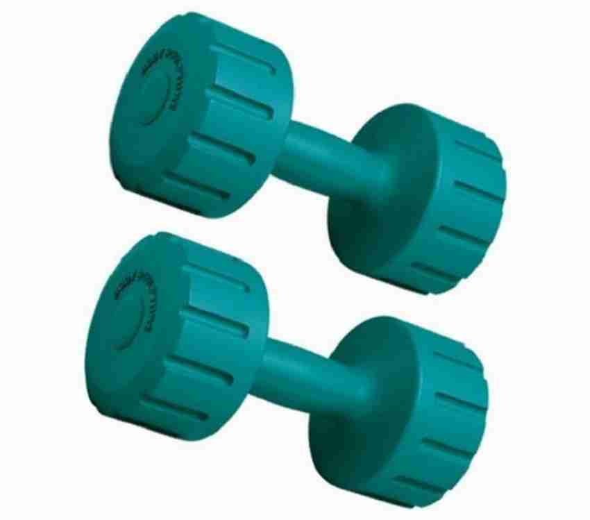 HEALTH FIT INDIA GREEN COLOR 5KG VINYL PLASTIC DUMBELL Fixed