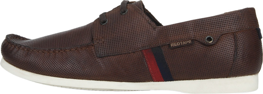 Red tape men's leather boat shoes online