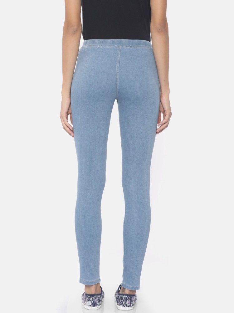 Buy Go Colors Women Blue Solid Stretch Leggings Online at Best Prices in  India - JioMart.