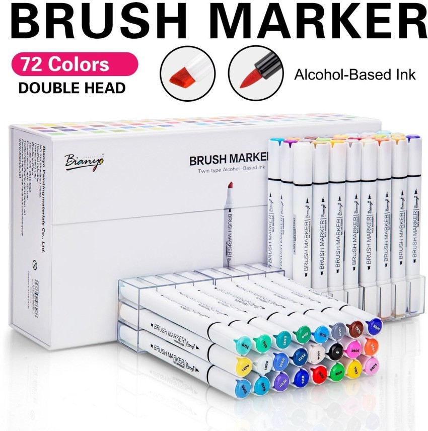 Alcohol Based Markers Set,Professional Cheap Dual Tip Brush&Broad