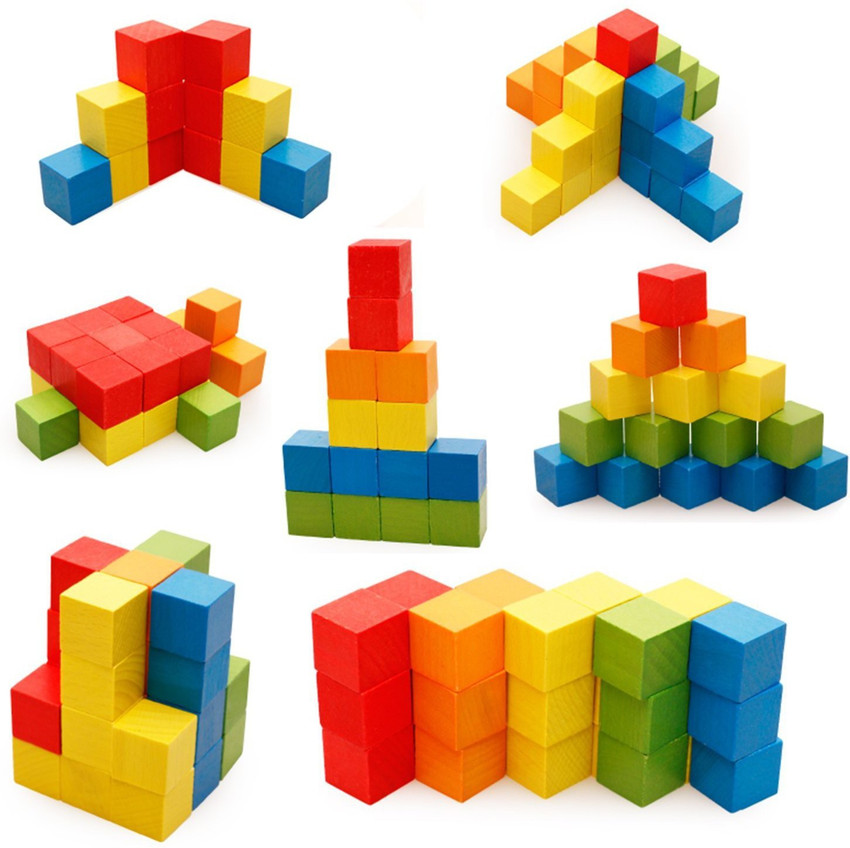 Tootpado Colored Wooden Building Blocks 100 pcs 1TNG123