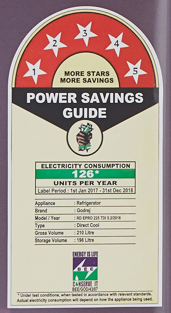 Godrej refrigerator power hot sale consumption