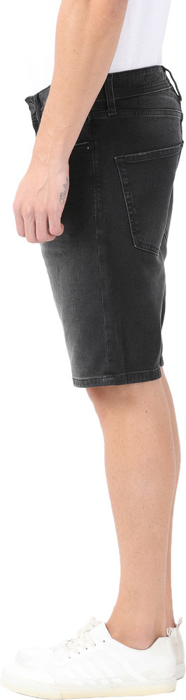 VOI JEANS Solid Men Black Denim Shorts Buy VOI JEANS Solid Men