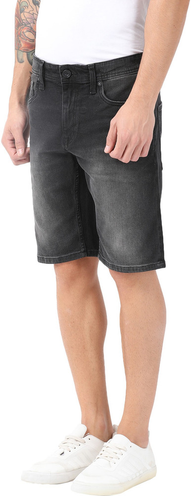 VOI JEANS Solid Men Black Denim Shorts Buy VOI JEANS Solid Men