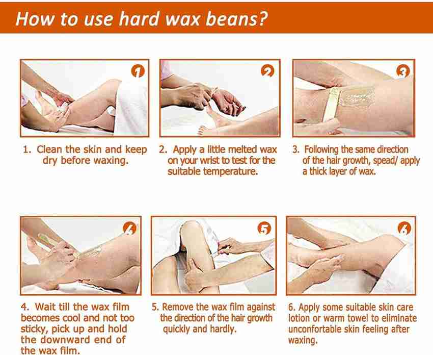 Hair Removal Wax Beans for Face, Under Arm, Legs with Wooden Applicator  (100 GM) With 10