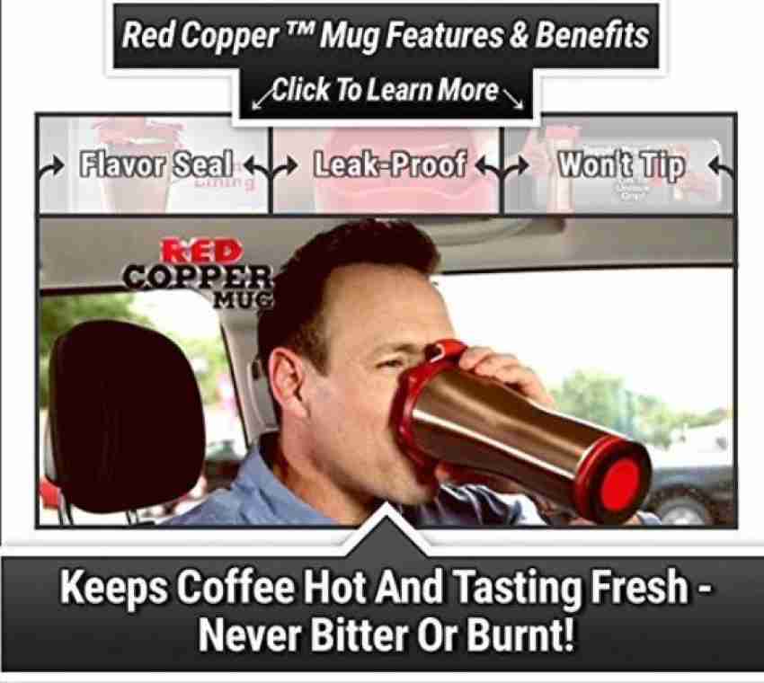 Red Copper Mug - Ceramic-Lined topple-Proof Travel Mug for Better