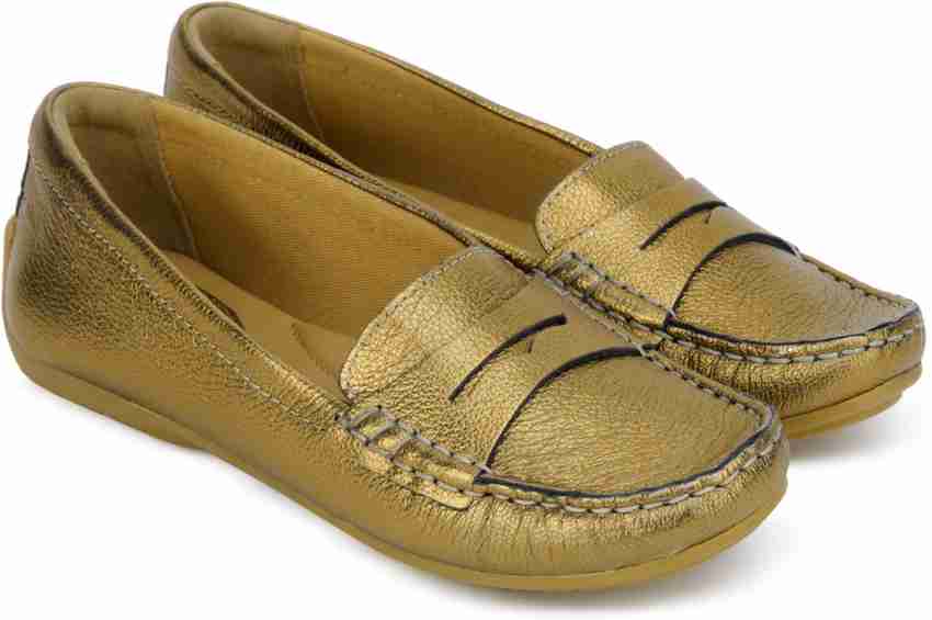 Clarks hot sale gold loafers