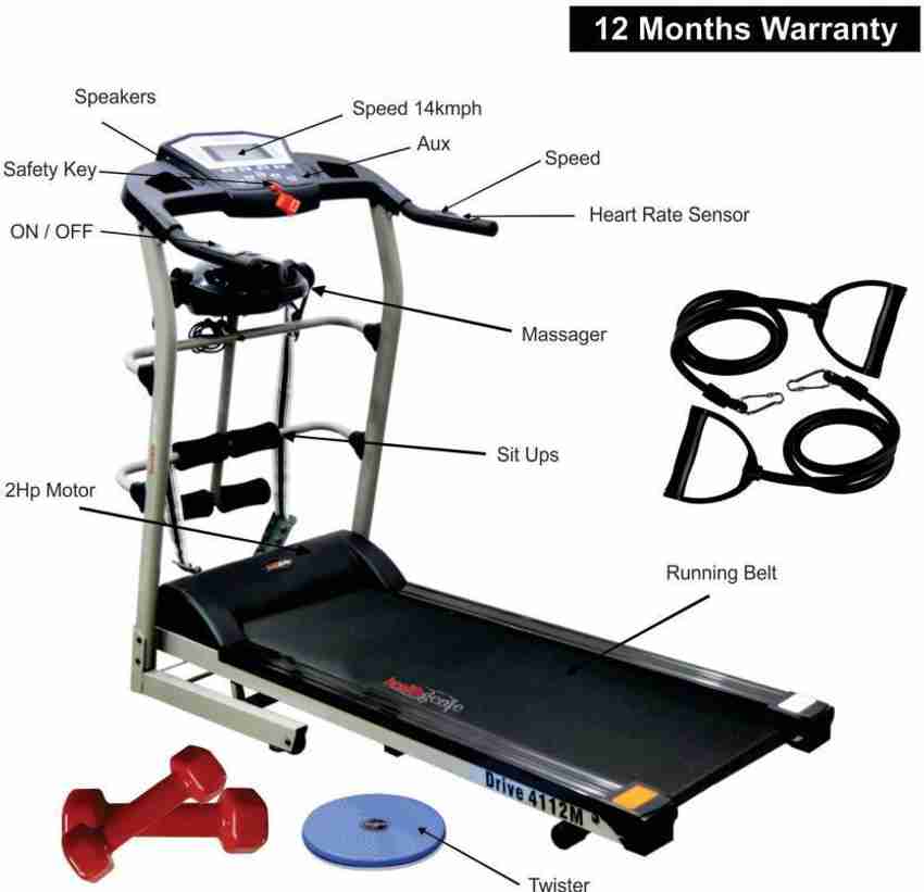 Healthgenie 6in1 Motorized Treadmill 4112M with Massager Tummy