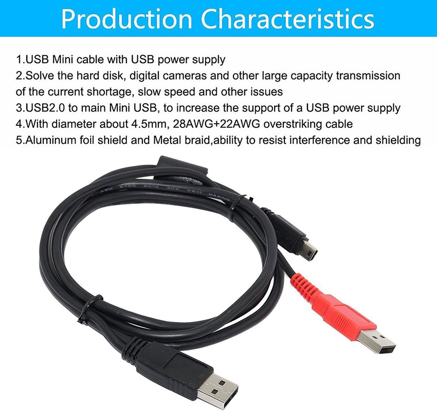 GADGET DEALS Ethernet Cable 1 m Mini USB Y Cable 1 meter length