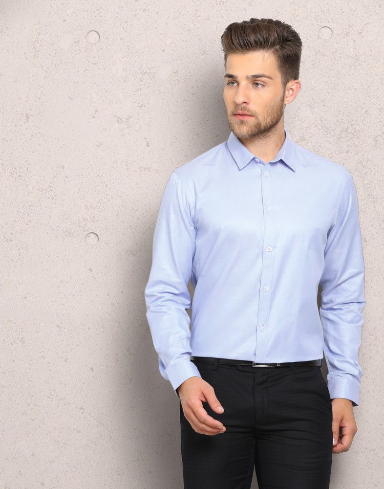 Buy Men White Classic Fit Solid Full Sleeves Formal Shirt Online