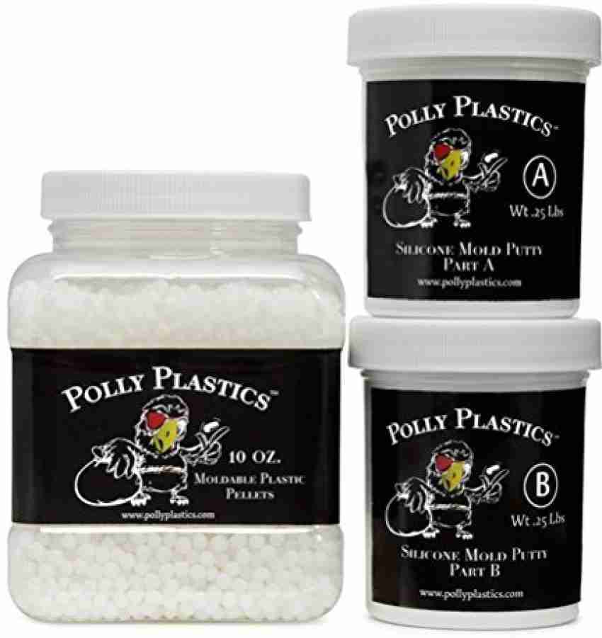 Polly Plastics Moldable Plastic And Silicone Mold Putty Kit. 10 Oz.  Moldable Plastic. 1/2 Lb. Putty - Moldable Plastic And Silicone Mold Putty  Kit. 10 Oz. Moldable Plastic. 1/2 Lb. Putty .