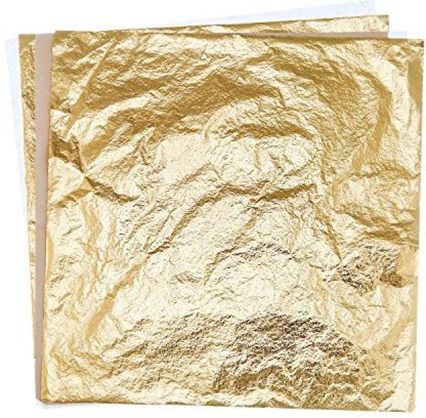 CZ Store - Gold Leaf | 5.5 x 5.5 | 100 Pcs | Copper Foil Sheets with Metallic Texture - Golden Gilding Material for Arts & Crafts, Decorations, SLI