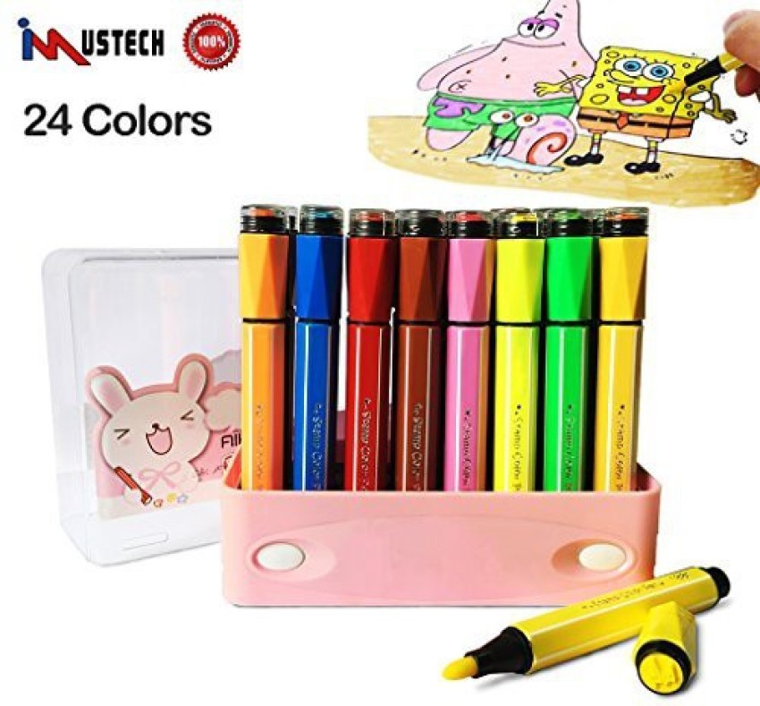 Buy iMustech Watercolor Markers Paint Pens Markers Stamp Markers for  Kids,Non Toxic Stamp Markers Pens Set with Storage Case,24 Colors Coloring  Markers for Toddlers Preschoolers Online at desertcartINDIA