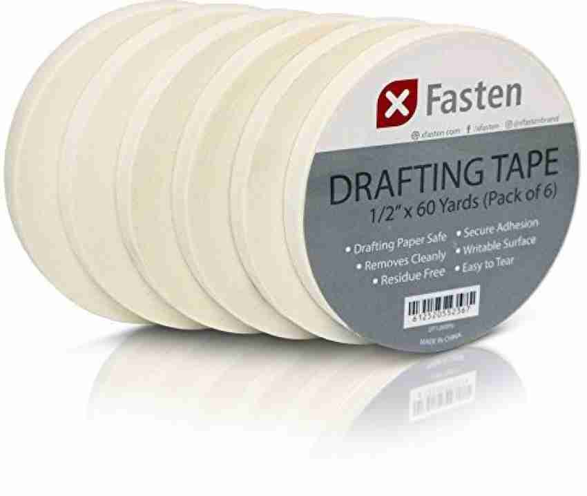 XFasten Artisan Grade Drafting Tape, 1/2 Inches x 60 Yards, Pack of 6 for Drafting and Arts & Crafts