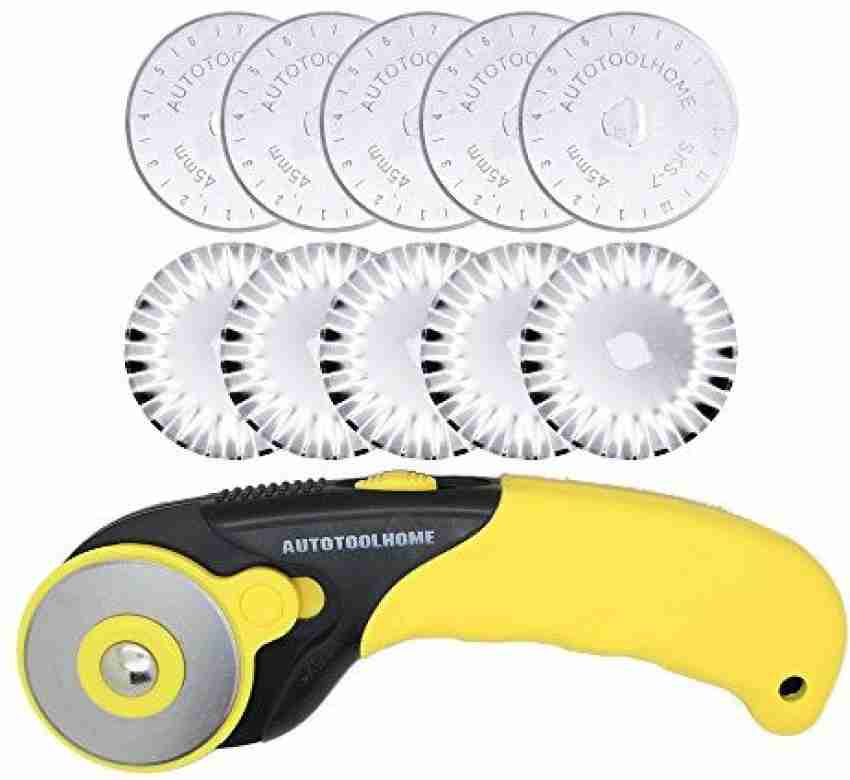 Autotoolhome 45Mm Rotary Cutter 10Pc Pinking Lace Circular Refill Blades  For Olfa Fabric Paper Cutting Knife Patchwork Leather S - 45Mm Rotary Cutter  10Pc Pinking Lace Circular Refill Blades For Olfa Fabric
