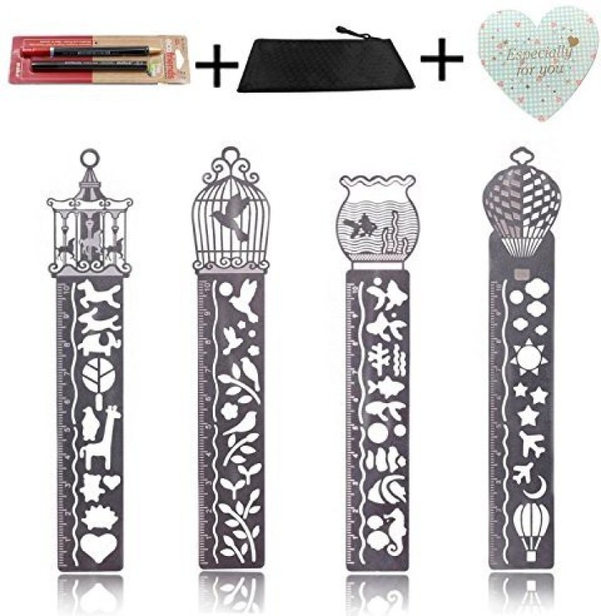  Operitacx 4pcs Bookmark Ruler Bookmark Stencil Drawing Ruler  Bookmark Template : Office Products