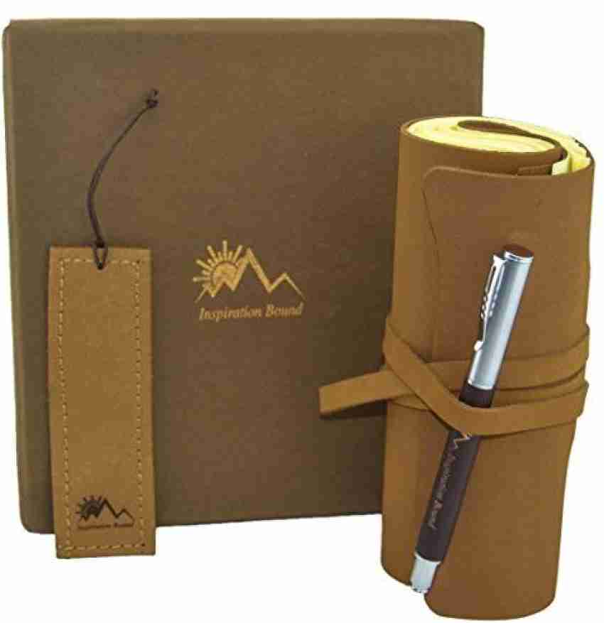 Leather Bound Journal for Women, Handmade Gift Set with Lady in