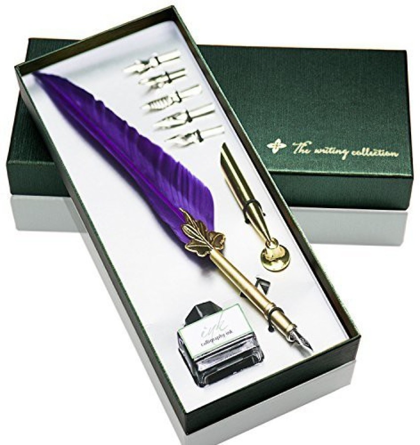 Glodeals Feather Pen Set Quill Pen, Feather Quill Pen Antique Dip