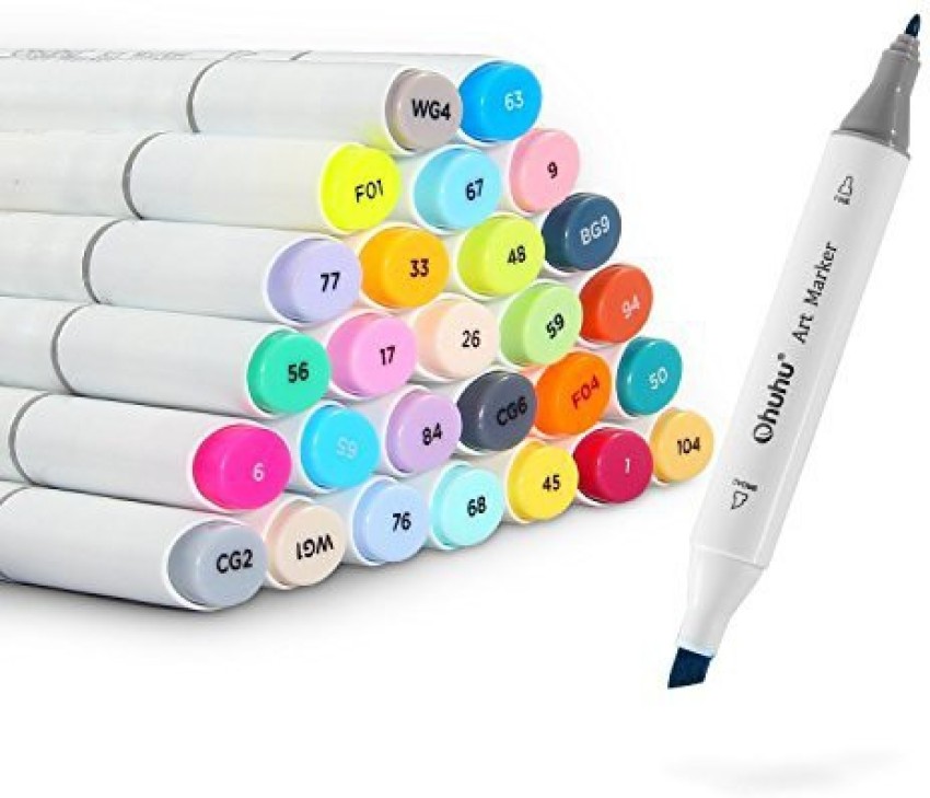 Ohuhu Alcohol Markers Brush Tip: 48-Color Double India