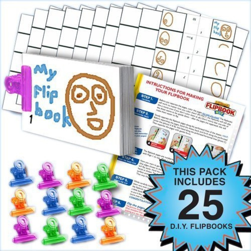 Fliptomania Blank Flipbook Activity Pack - 25 Sets Diy Flip Books