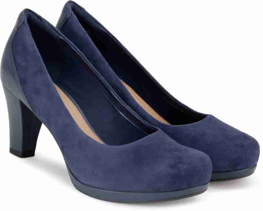 Clarks navy suede hot sale court shoes