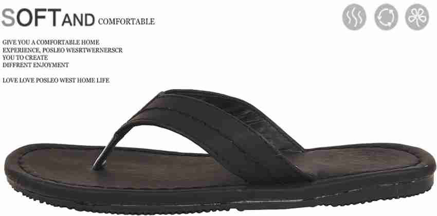 ILU Men Men s Casual Soft Black PU Flip Flop and House Slippers