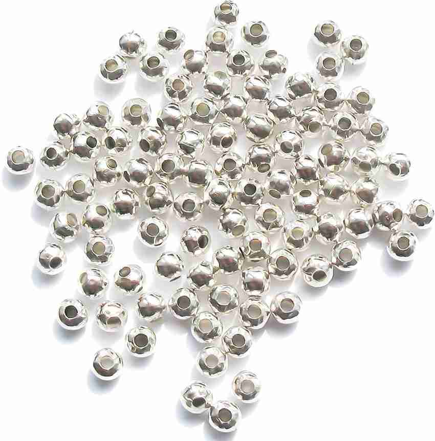 SPARKLE Jewellery Making Round Balls beads Silver plated-4MM-001